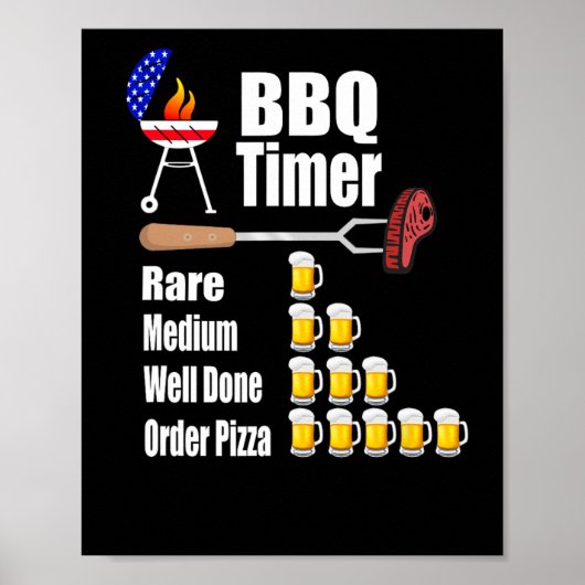 Grappige BBQ Timer - Barbecue Grill Grilling Gift Poster (Voorkant)