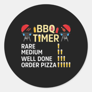 Grappige BBQ Timer Barbecue Grill Master Grillen D Ronde Sticker