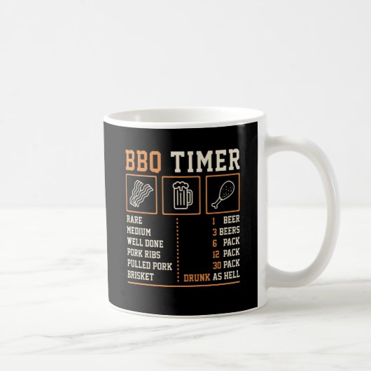 Grappige BBQ-timer Grilling-niveaus & Bier Chart M Koffiemok (Rechts)