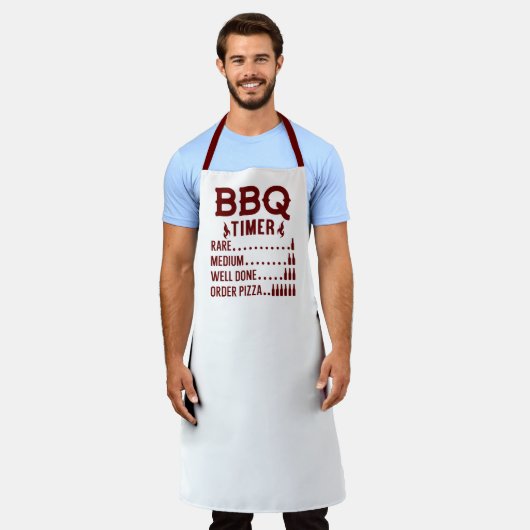 Grappige BBQ-timer Rood Schort (Gedragen)