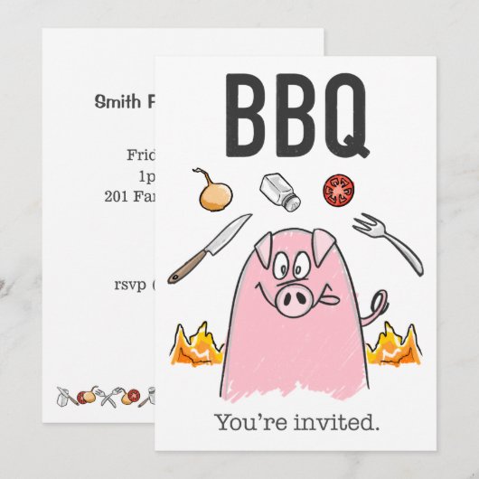 Grappige BBQ uitnodiging (Voorkant / Achterkant)