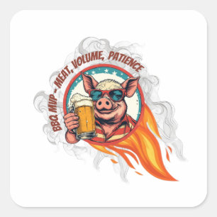 Grappige BBQ Varken Bier Mok 4 juli   Grill Meeste Vierkante Sticker