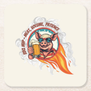 Grappige BBQ-varken met zonnebril Bier 4 juli Kartonnen Onderzetters