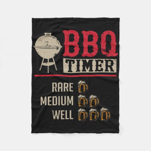 Grappige Bbq Vlees Kook Timer Bier Grill Chef Rbec Fleece Deken (Voorkant)