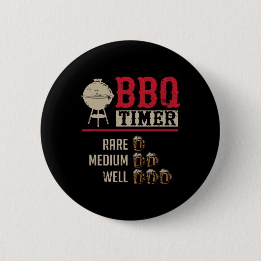 Grappige Bbq Vlees Kook Timer Bier Grill Chef Rbec Ronde Button 5,7 Cm (Voorkant)
