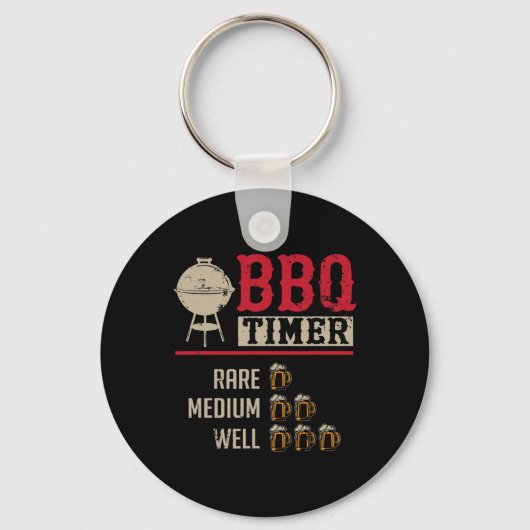 Grappige Bbq Vlees Kook Timer Bier Grill Chef Rbec Sleutelhanger (Voorkant)