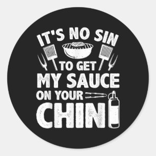 Grappige BBQ voor Mannen Vrouwen BBQ Barbeque Roke Ronde Sticker