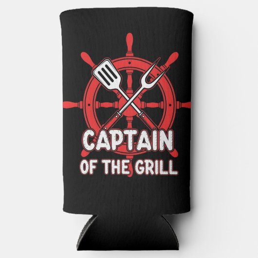 Grappige BBQ Zeilkapitein Van De Grill Seltzer Blikjeskoeler (Voorkant)