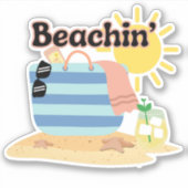 Grappige Beachin' Waterproof Sticker (Voorkant)
