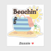 Grappige Beachin' Waterproof Sticker (Vel)