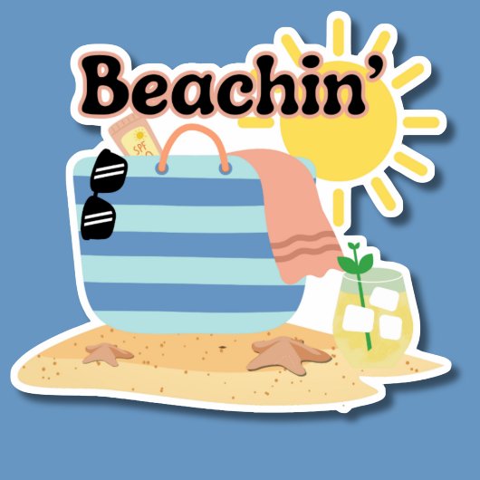 Grappige Beachin' Waterproof Sticker
