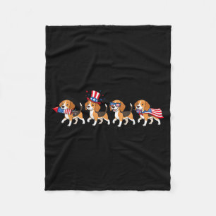 Grappige Beagle Amerikaanse Vlag Memorial Day 4th Fleece Deken
