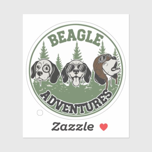 Grappige Beagle Avonturen Trio | Retro Cartoon Hon Sticker (Vel)