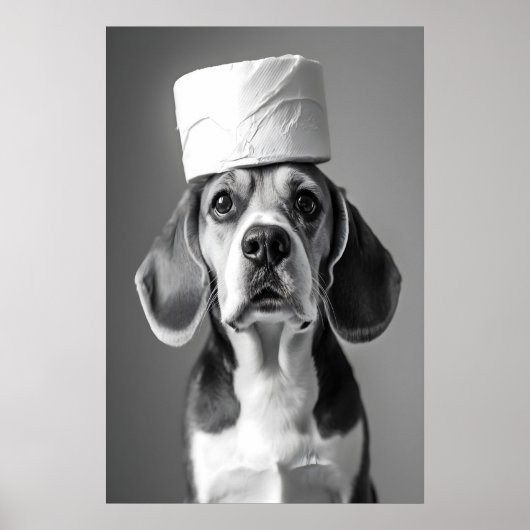 Grappige Beagle-badkamerkunstprint, toiletpapierro Poster (Voorkant)