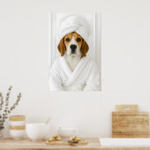 Grappige Beagle-badkamerprint, Beagle in badjas Poster (Keuken)