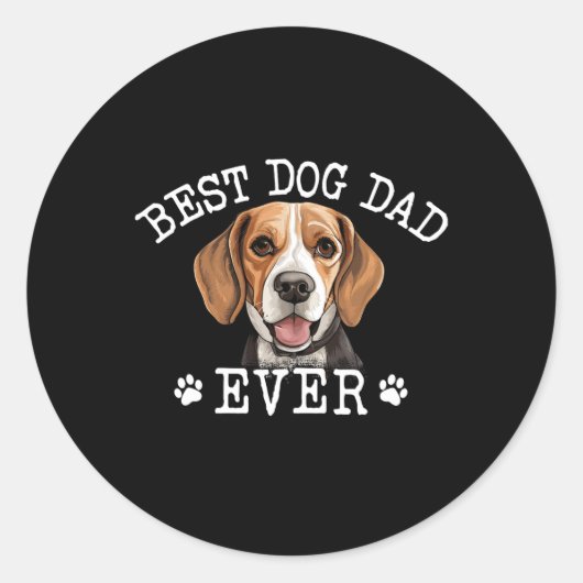 Grappige Beagle Dad Vaderdag Ooit Hondenliefde Ronde Sticker (Voorkant)