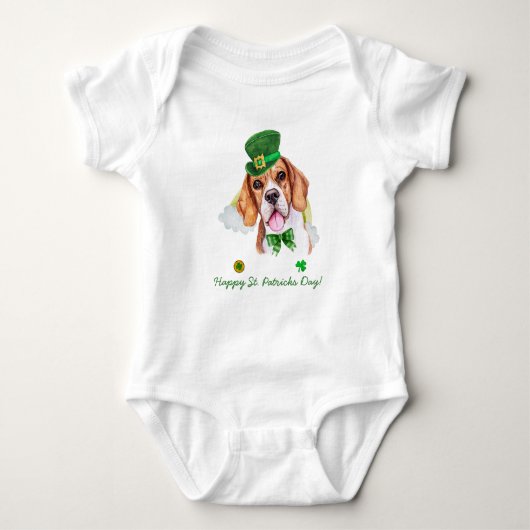 Grappige Beagle Goud St. Patrick's Dag Romper (Voorkant)