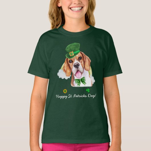Grappige Beagle Goud St. Patrick's Dag T-shirt (Voorkant)