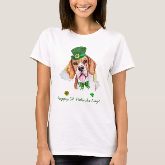 Grappige Beagle Goud St. Patrick's Dag T-shirt (Voorkant)