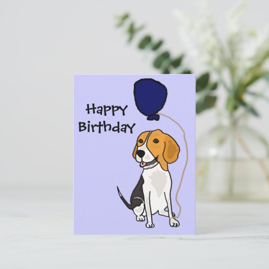 Grappige Beagle Holding Ballon Briefkaart (Staand voorkant)