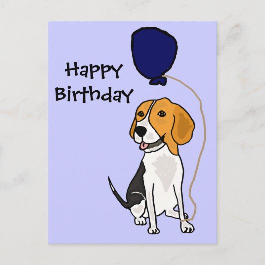 Grappige Beagle Holding Ballon Briefkaart (Voorkant)