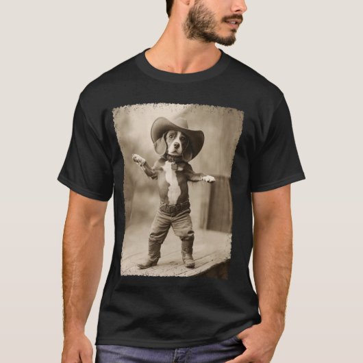 Grappige Beagle Hond Domme Cowboy T-shirt (Voorkant)