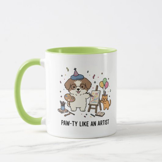 Grappige Beagle-hond Kunstliefhebber Verjaardagsvi Mok (Links)