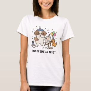 Grappige Beagle-hond Schildert Katten Kunst Feestj T-shirt