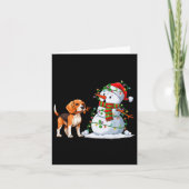 Grappige Beagle Hond Sneeuwman Kerstboom Lights XM Kaart (Voorkant)