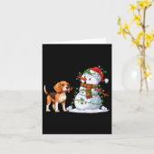 Grappige Beagle Hond Sneeuwman Kerstboom Lights XM Kaart (Gele Bloem)
