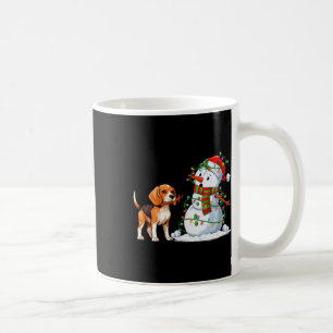 Grappige Beagle Hond Sneeuwman Kerstboom Lights XM Koffiemok