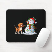 Grappige Beagle Hond Sneeuwman Kerstboom Lights XM Muismat (Met muis)