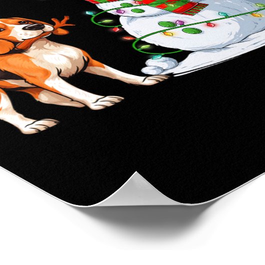 Grappige Beagle Hond Sneeuwman Kerstboom Lights XM Poster (Hoek)