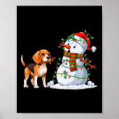 Grappige Beagle Hond Sneeuwman Kerstboom Lights XM Poster (Voorkant)