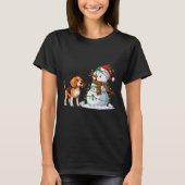 Grappige Beagle Hond Sneeuwman Kerstboom Lights XM T-shirt (Voorkant)