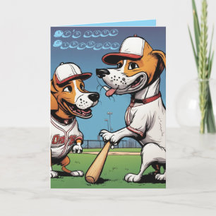 Grappige Beagle honden spelen honkbal verjaardag Kaart