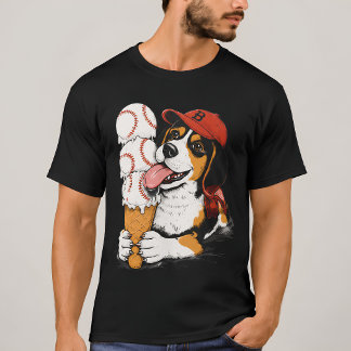 Grappige Beagle-honkbal-ijsjes Graphic T-shirt