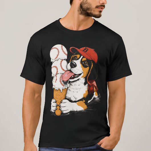 Grappige Beagle-honkbal-ijsjes Graphic T-shirt