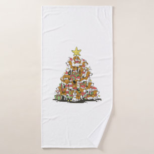 Grappige beagle kerstboom voor beagle hondenliefhe badhanddoek