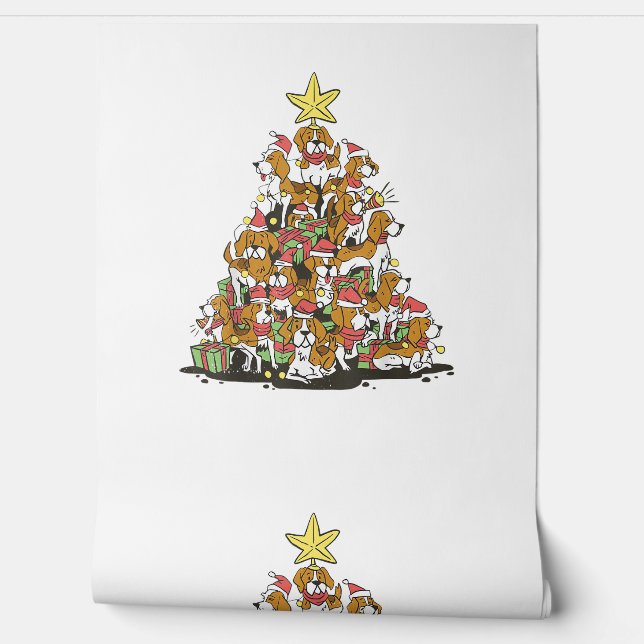 Grappige beagle kerstboom voor beagle hondenliefhe behang (Afrollen)