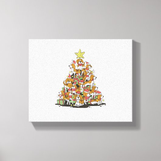 Grappige beagle kerstboom voor beagle hondenliefhe canvas afdruk (Voorkant)
