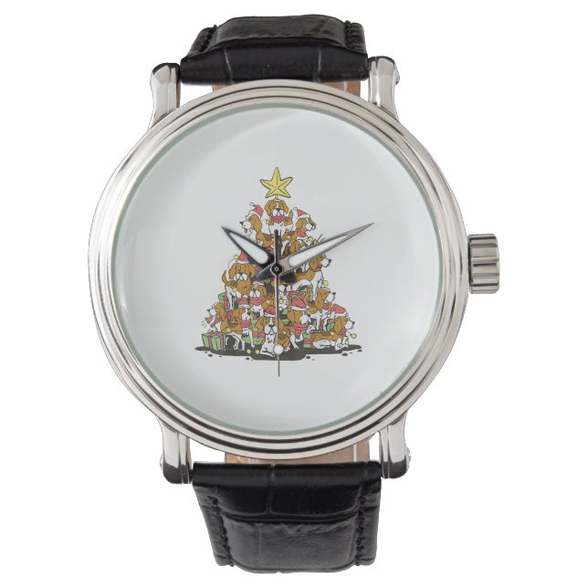 Grappige beagle kerstboom voor beagle hondenliefhe horloge (Voorkant)