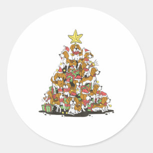 Grappige beagle kerstboom voor beagle hondenliefhe ronde sticker