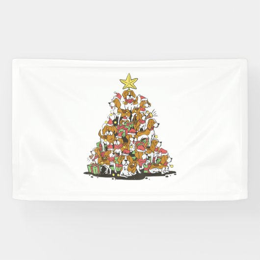 Grappige beagle kerstboom voor beagle hondenliefhe spandoek (Horizontaal)