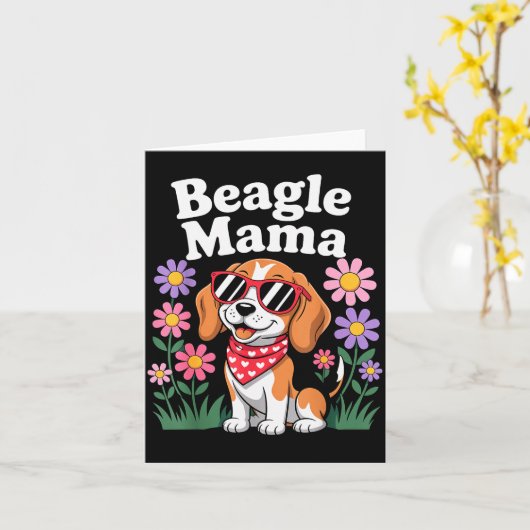Grappige Beagle-kunst voor vrouwen Meisjes Moeder  Kaart (Gele Bloem)
