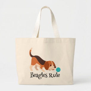 Grappige Beagle Liefhebber Cadeaus Cartoon Puppy H Grote Tote Bag