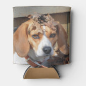 Grappige Beagle met bladeren eikels op hoofd Blikjeskoeler (Voorkant)