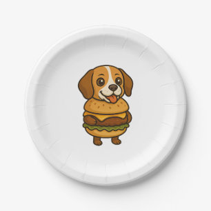 Grappige Beagle met Burger Grappig Mythisch Wezen Papieren Bordje