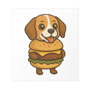 Grappige Beagle met Burger Grappig Mythologisch We Notitieblok