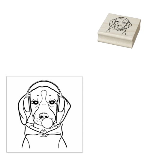 Grappige Beagle met Kauwgom Ontspannen Hond Rubberstempel (Gestempeld)